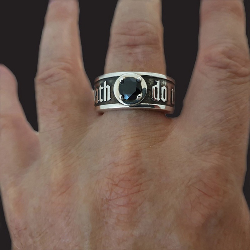 'Till Death Do Us Part' Hip Hop Pria Cincin Tengkorak Punk Gothic Pertunangan Perhiasan Rings