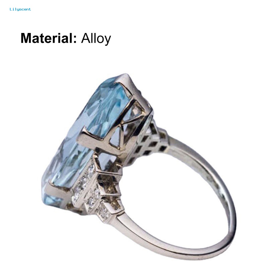 Lilyscent Blue Women Rings Untuk Ulang Tahun Geometris Glossy Kristal Imitasi Ladies Rings Glossy