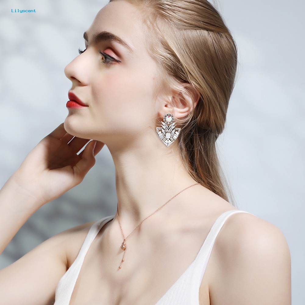 Lilyscent Wanita Fashion Berlian Imitasi Berlebihan Bohemian Ear Stud Earrings Perhiasan Hadiah