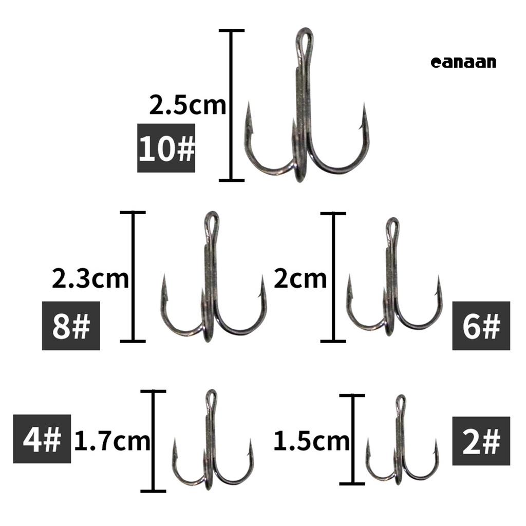 Cnn-50pcs/kotak Kait Tiga Ikan Kokoh Ringan Portabel Kait Treble Pancing Baja Karbon Tinggi Untuk Angling