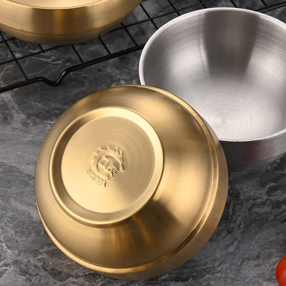 [Elegan] Rice Bowl Serbaguna Golden Isolasi Dapur Anti Panas Peralatan Makan Kapasitas Besar