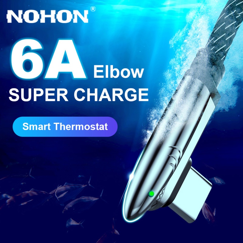 Kabel Data Charge 6A 90derajat Elbow USB C-cable Fast Charging C-Type USB C-cable Type-C Untuk Ponsel Samsung