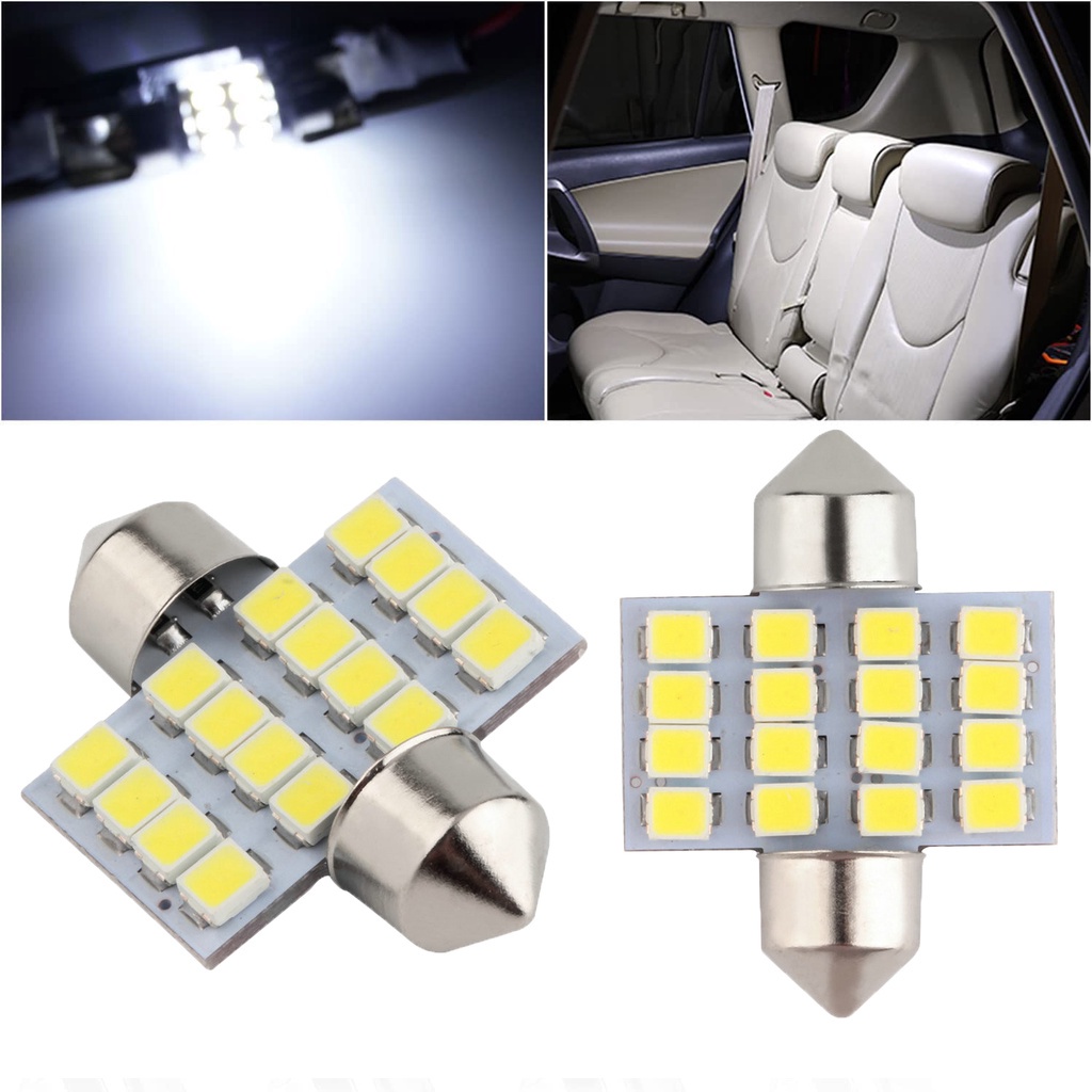 Lampu Interior Mobil 16 LED SMD 31mm 1210 Cool White  Harga 2 PCS