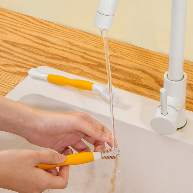 Sikat Pembersih Gelas Bahan Silikon Untuk Botol Bayi/Wastafel Dinding Meja Sudut Sikat Penghilang Celah Noda/Alat Pembersih Multifungsi Dapat Digantung Kepala Sekop