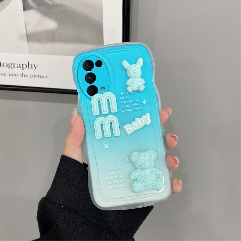 Gloden tree Phone Case Untuk OPPO Reno 55g Casing Ponsel 3D Alphabet Bear Pelindung Kamera Pelindung Penutup Belakang Couple Case