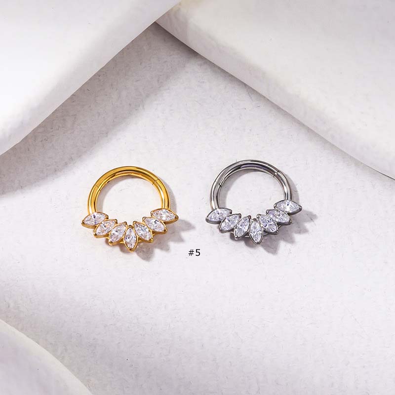 1biji G23 Baja Titanium Hoop Nose Ring Telinga Helix Fresh Piercing 16Gauge Hypoallergenic Dengan Zircon