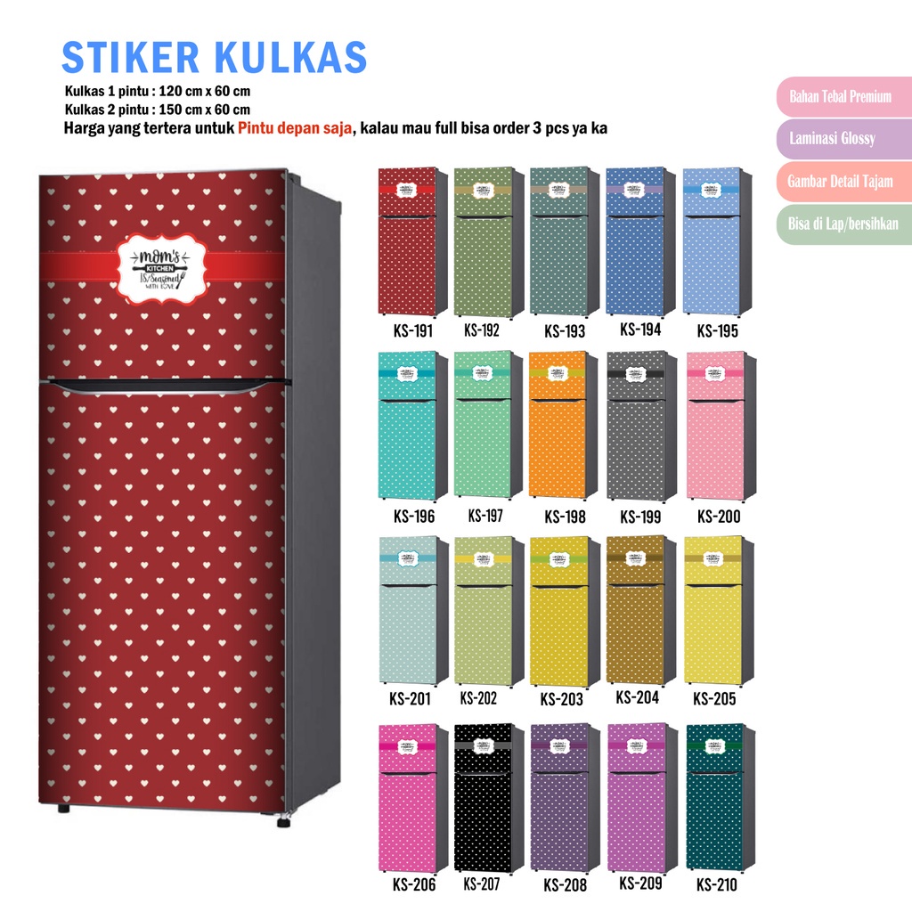 Sticker Kulkas 1 Pintu / Sticker Kulkas 2 Pintu / Wall Sticker / Stiker Kulkas Polkadot Love