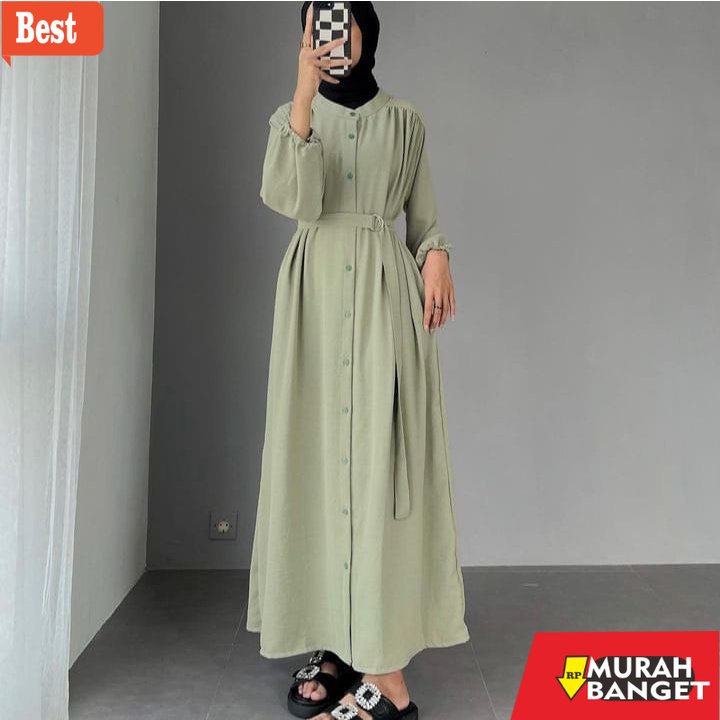 Tren baju lebaran wanita 2023- Gamis Crinkle Airflow Jumbo Premium Dress Crinkle Airflow KAYLA Dress