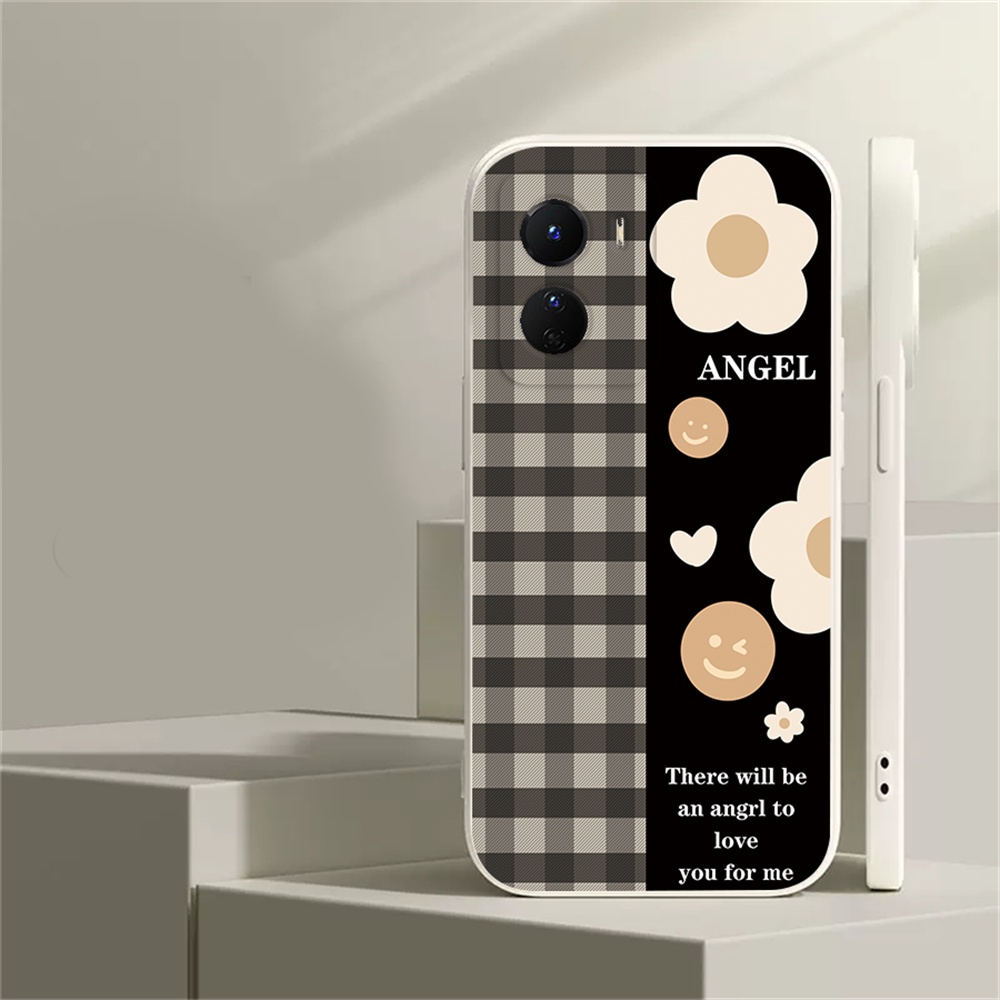 Bunga Soft Case Untuk OPPO Reno 8T 4G A17 A57 2022 A15 A16 A16K A54 A53 A12 A5S A7 A3S A11k A31 A52 A92 A94 A93 A37 F9 A1K Reno 7 6 5F 4F Plaid Silicone Phone Case Cover