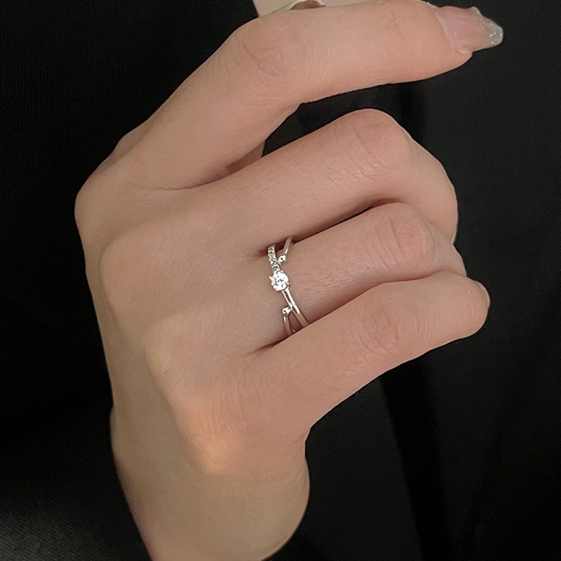 Cincin Geometris Fashion Wanita Zirkon Alloy Ring