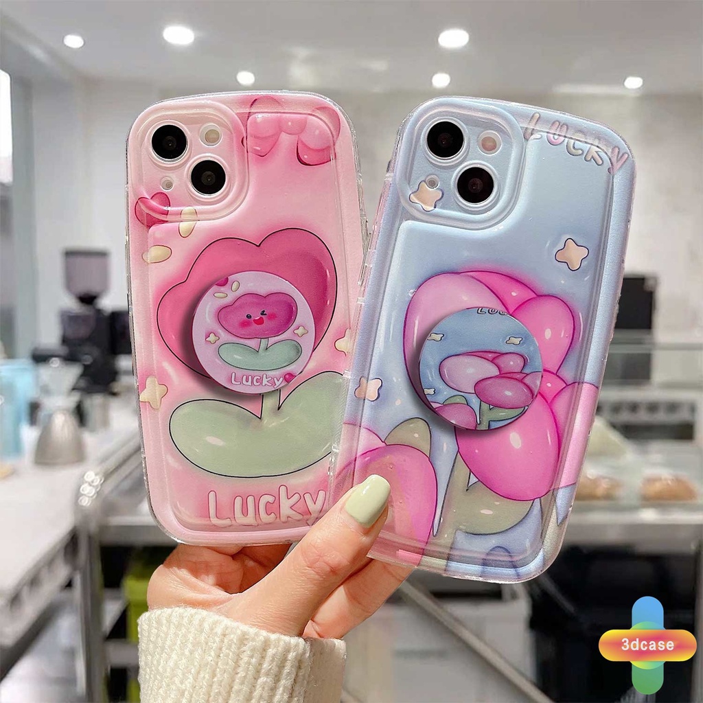 Compatible For Case IPhone 11 12 13 14 PRO MAX 6 7 6S 8 14 Plus X XR XS MAX 11 12 13 Se 2020 6SPlus 7Plus 6Plus 8Plus 14Plus XSMAX Lucky Tulip Couples Soap Case With Stand