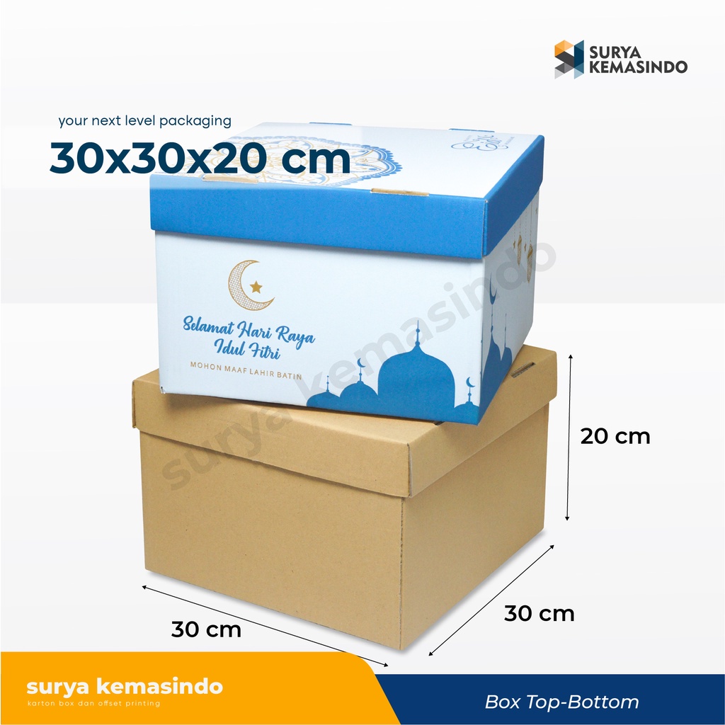 Box 30x30x20 cm (Set Top/Bot Heebe) Kardus/Karton/Paking/Polos/Hampers/Boneka/Buah/Puding/Tart