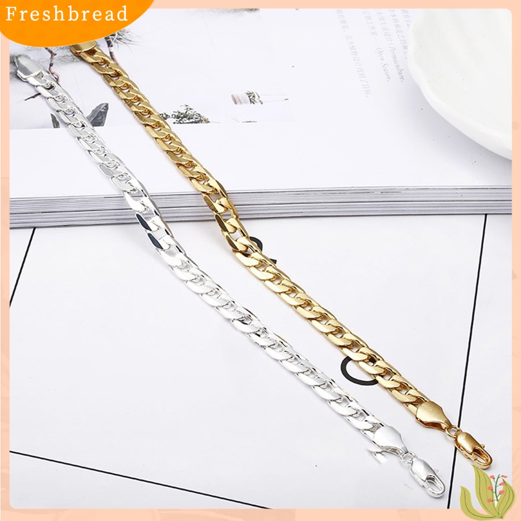 &lt; Freshbread &gt; Gelang Rantai Glossy Susah Tarnish Gaya Hip Hop Cuban Chain Bracelet Untuk Hadiah