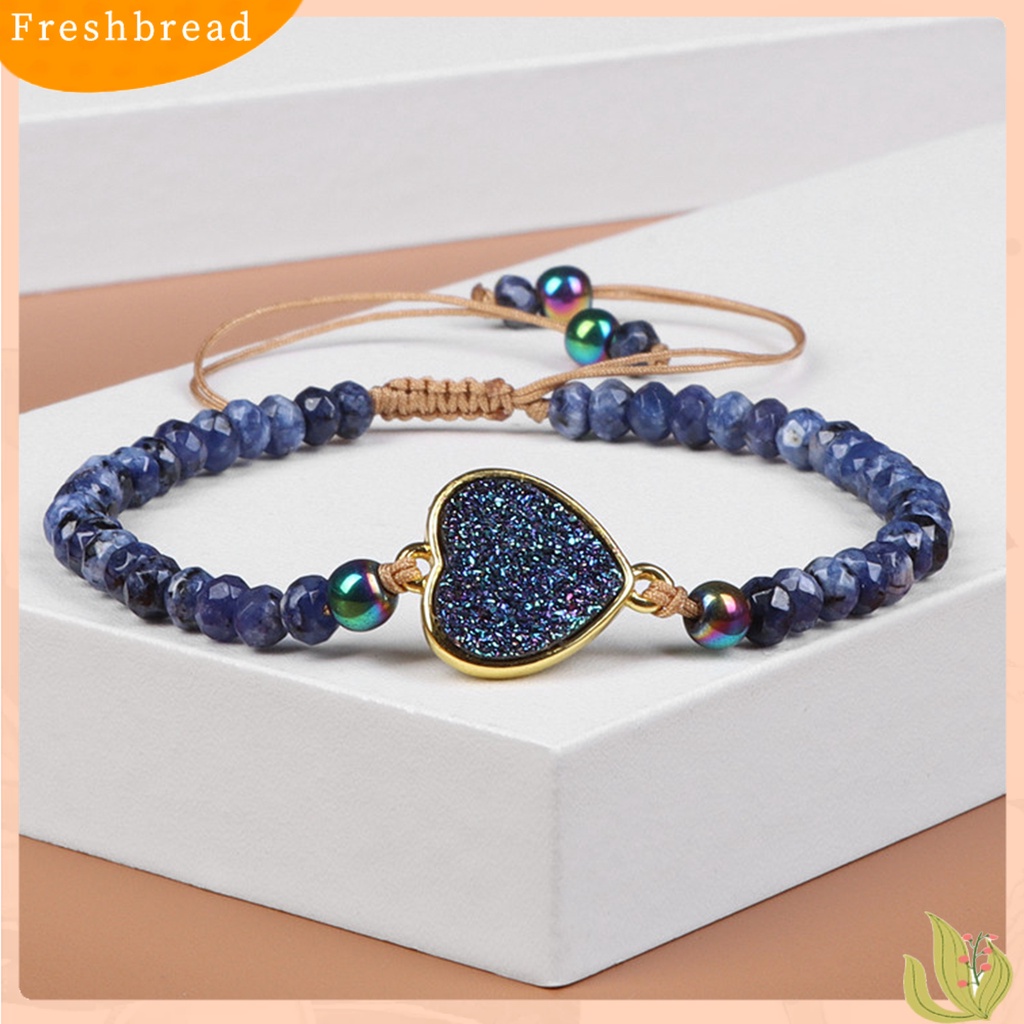 &lt; Freshbread &gt; Wanita Manik-Manik Gelang Boho Beads Heart Charm Adjustable Braided Rope Dekoratif Hadiah Pacar Wanita Alami Faux Stone Bracelet Jewelry Pakaian Sehari-Hari
