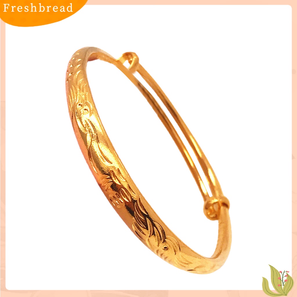 &lt; Freshbread &gt; Gelang Menebal Adjustable Golden Wanita Imitasi Lapis Emas Bangle Untuk Perjamuan