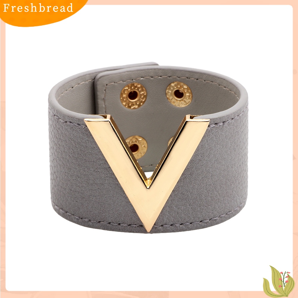 &lt; Freshbread &gt; Wanita Lebar V Bentuk Gelang Bangle Gelang Fashion Tombol Pesta Perhiasan Hadiah