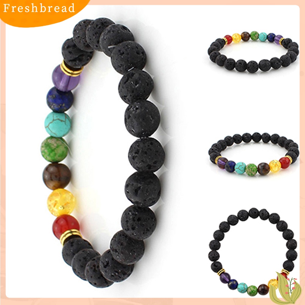 &lt; Freshbread &gt; Fashion Multi Warna Pria Wanita Lava Rock Manik-Manik Batu Akik Gelang Perhiasan Hadiah