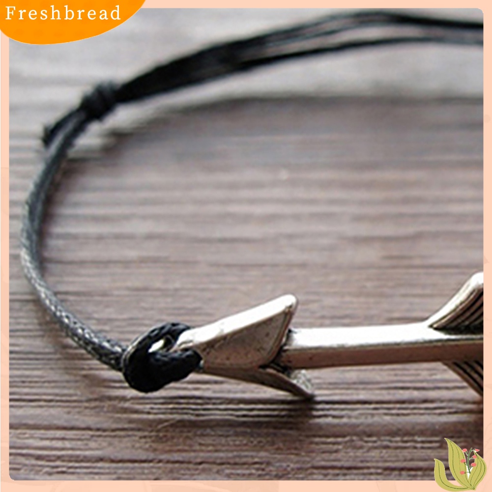 &lt; Freshbread &gt; Pria Wanita Vintage Arrow Pendant Handmade Adjustable Gelang Punk Cuff Bracelet