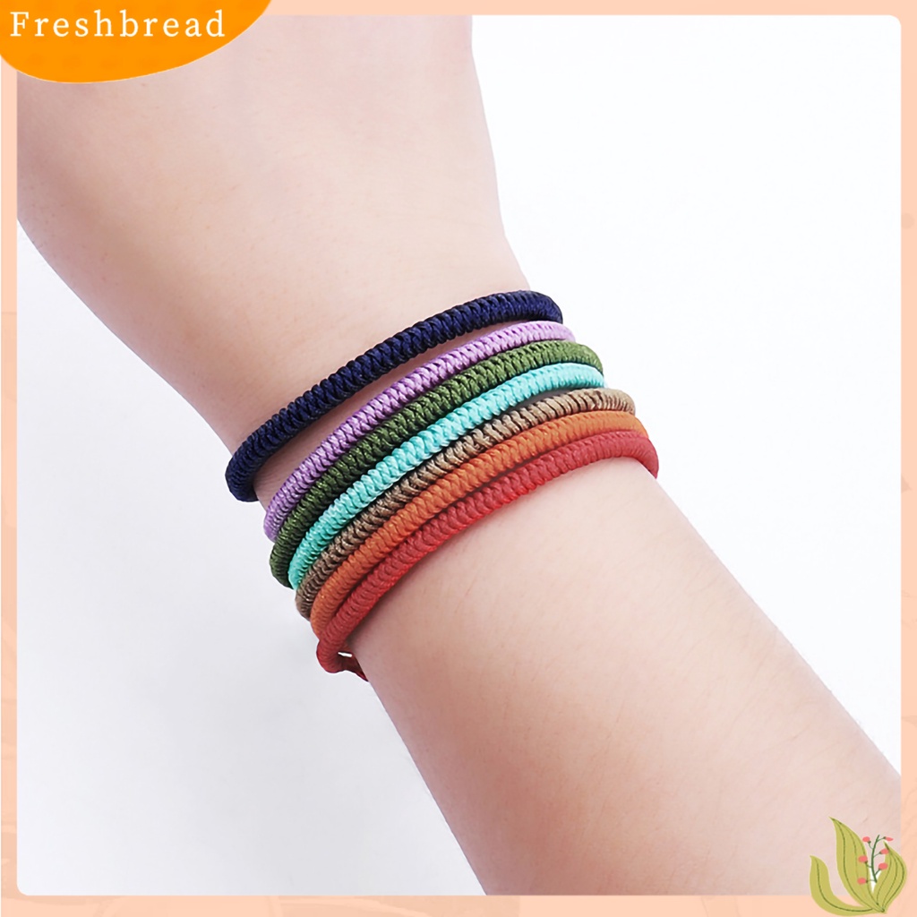 &lt; Freshbread &gt; Gelang Unisex Warna Solid Handmade Tali Kepang Perhiasan Bangle Keberuntungan Untuk Pesta