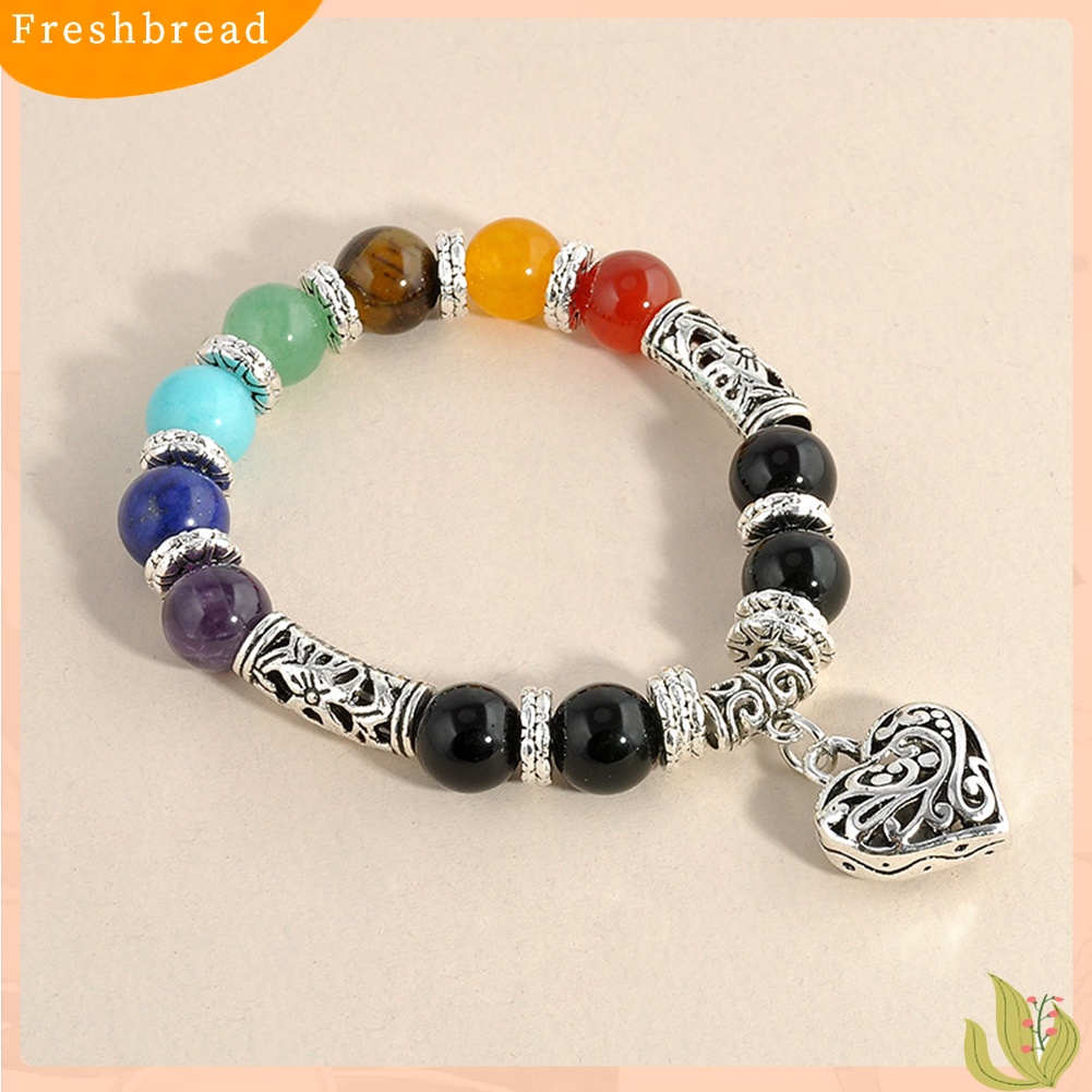 &lt; Freshbread &gt; Vintage 7cakar Keseimbangan Batu Manik-Manik Gelang Wanita Jantung Pesona Bangle Hadiah