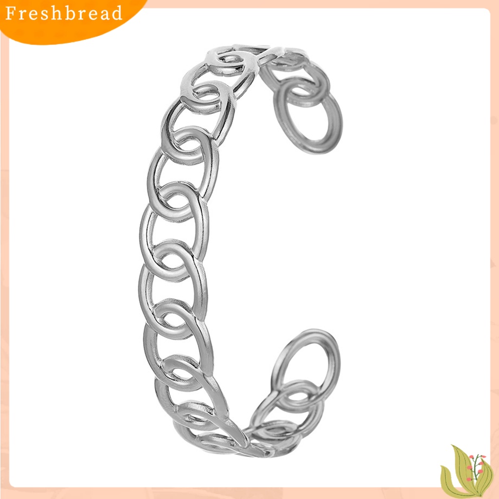 &lt; Freshbread &gt; Wanita Gelang Bentuk C Retro Rantai Stainless Steel Gaya Perancis Kerawang Bangle Hadiah Ulang Tahun