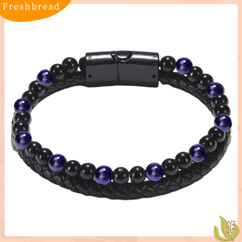 &lt; Freshbread &gt; Fashion Pria Manik-Manik Batu Alam ic Gesper Gelang Bangle Perhiasan Hadiah