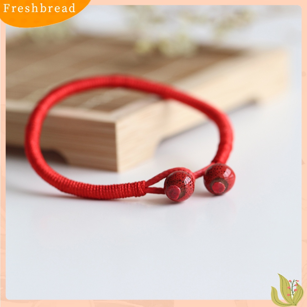 &lt; Freshbread &gt; Unisex Manik-Manik Keramik Pesona Dikepang Tali Beruntung Gelang Bangle Perhiasan Hadiah