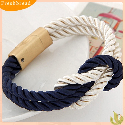 &lt; Freshbread &gt; Gelang Rantai Tali Kepang Wanita Pria Dengan ic Clasp Bow Charm Bangle