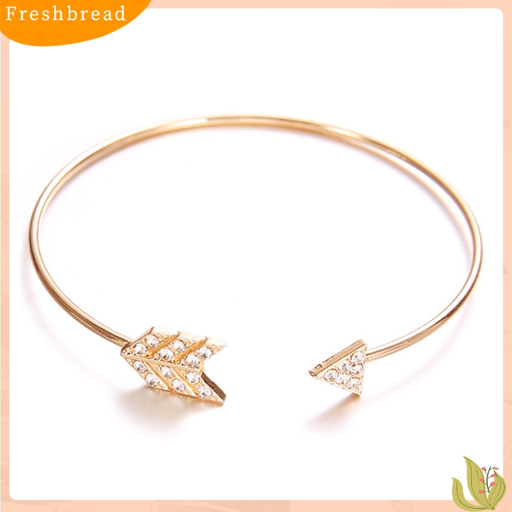 &lt; Freshbread &gt; 2Pcs/Set Mode Lingkaran Panah Berlian Imitasi Terbuka Bangle Gelang Wanita Perhiasan