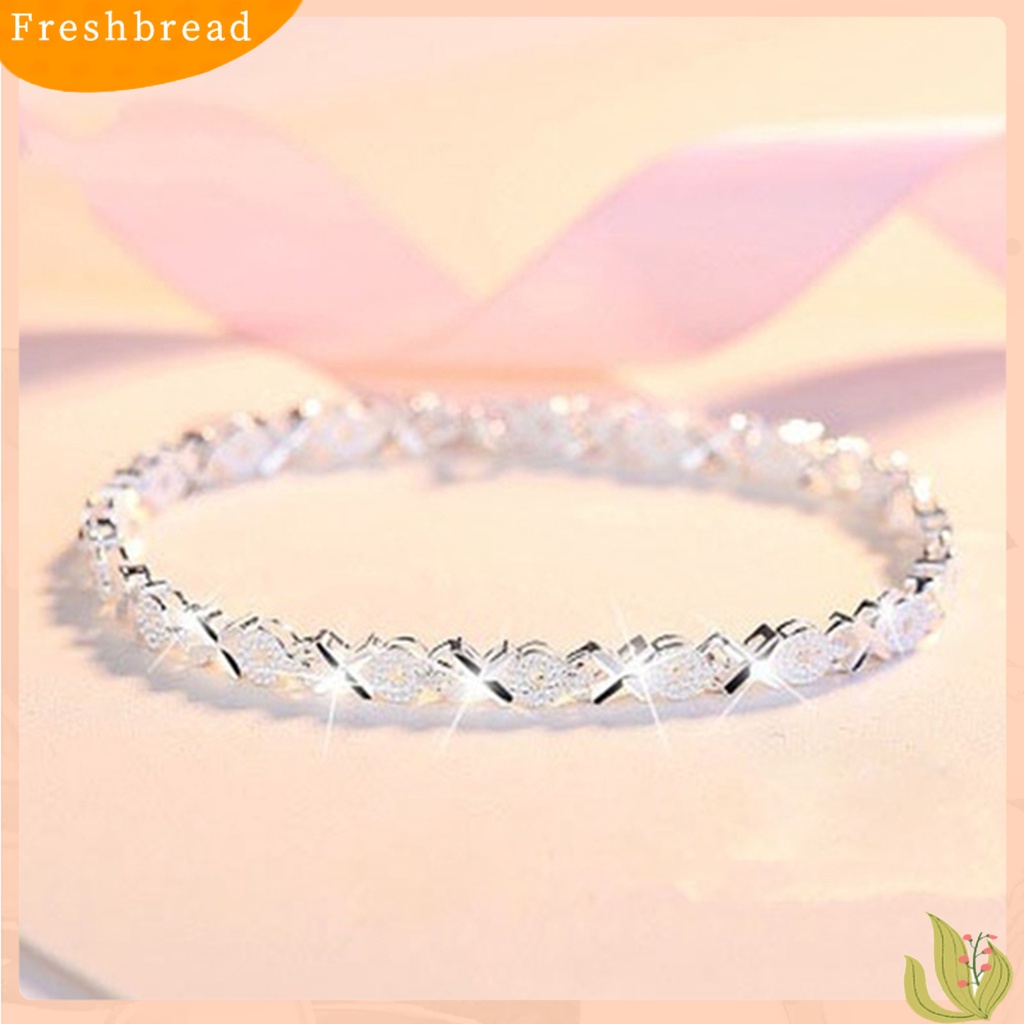 &lt; Freshbread &gt; Gelang Indah Perak Disepuh Alloy Fashion Wanita Bracelets Untuk Hadiah