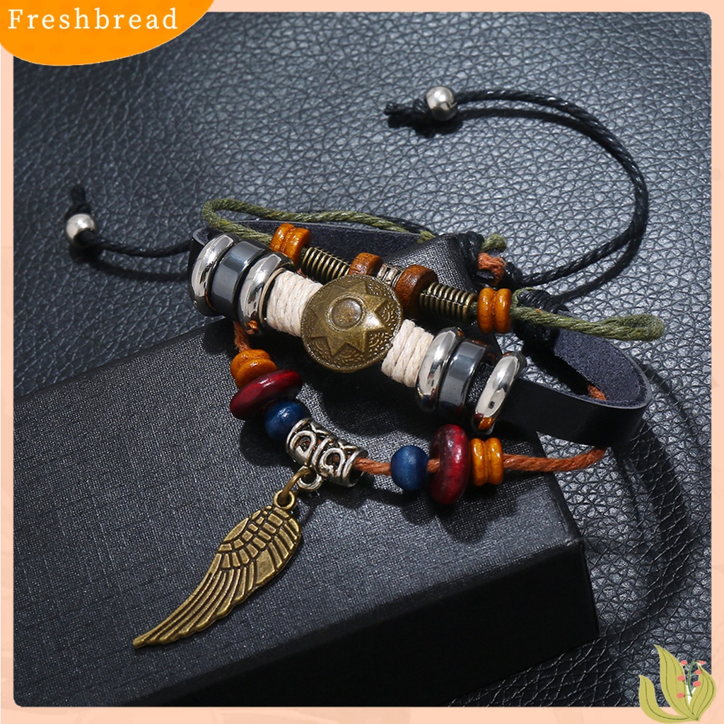 &lt; Freshbread &gt; Charm Gelang Multi-Layer Liontin Bulu Indah Handmade Tali Bungkus Gelang Untuk Pacaran