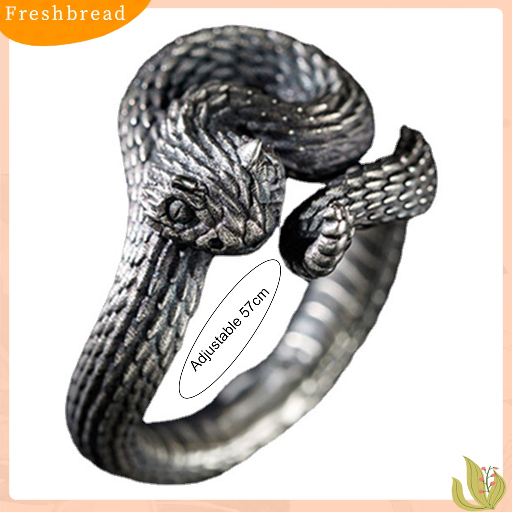 &lt; Freshbread &gt; Cincin Bungkus Pembukaan Adjustable Punk Hip Hop Alloy Bentuk Ular Untuk Pesta Cocktail