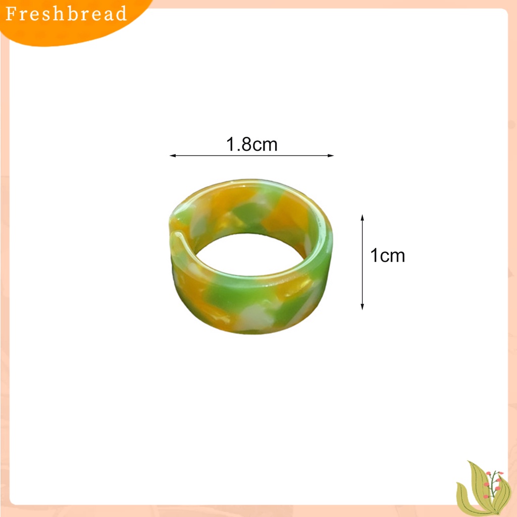 &lt; Freshbread &gt; Cincin Jari Warna-Warni Adjustable Kecil Tebal Terbuka Berbentuk C Cincin Resin Untuk Pesta