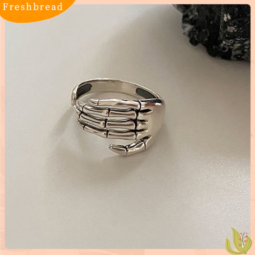 &lt; Freshbread &gt; Cincin Wanita Tulang Bukaan Tangan Resizable Retro Jewelry Adjustable Finger Ring Untuk Halloween