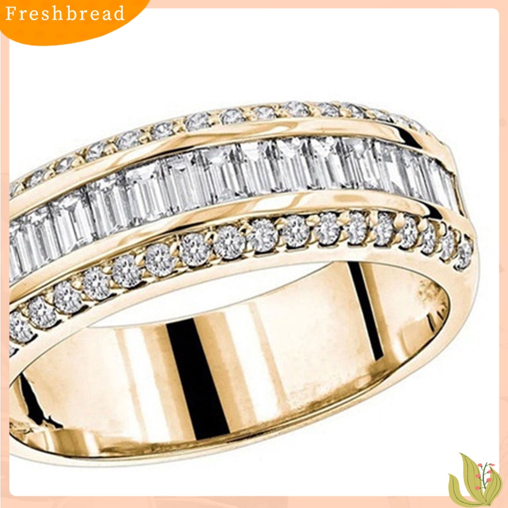 &lt; Freshbread &gt; Wanita Cincin Sederhana Simetris Berkilau Tiga Baris Berlian Imitasi Knuckle Ring Perhiasan Pengantin