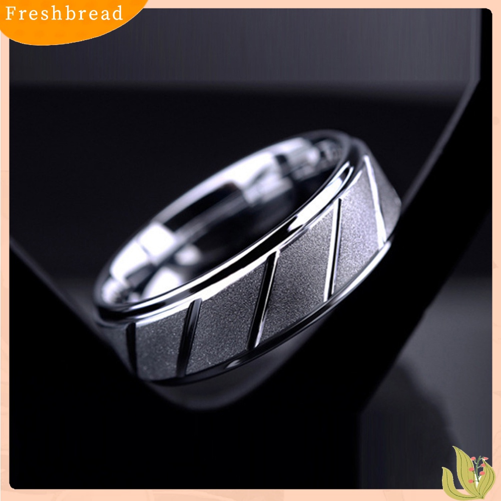 &lt; Freshbread &gt; Pria Fashion Matte Geometris Band Jari Cincin Pernikahan Pertunangan Perhiasan Hadiah