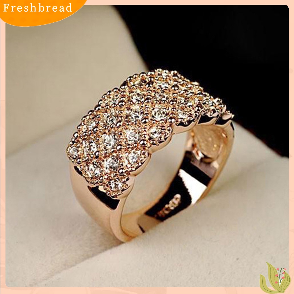 &lt; Freshbread &gt; Wanita Mewah Berlian Imitasi Bertatahkan Jari Cincin Pernikahan Pertunangan Perhiasan Hadiah