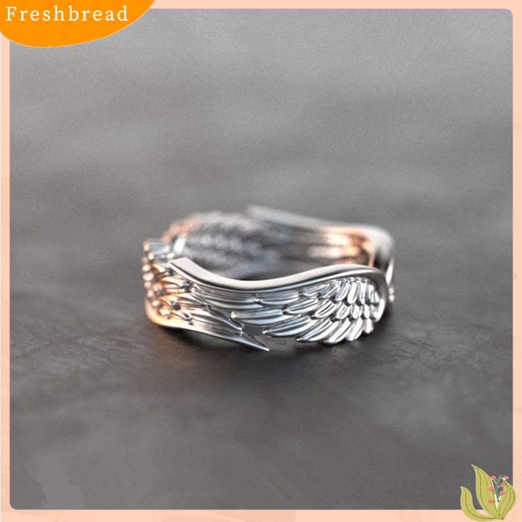 &lt; Freshbread &gt; Pria Cincin Warna Perak Retro Vintage Dipoles Punk Hadiah Hypoallergenic Sayap Malaikat Jari Cincin Fashion Perhiasan