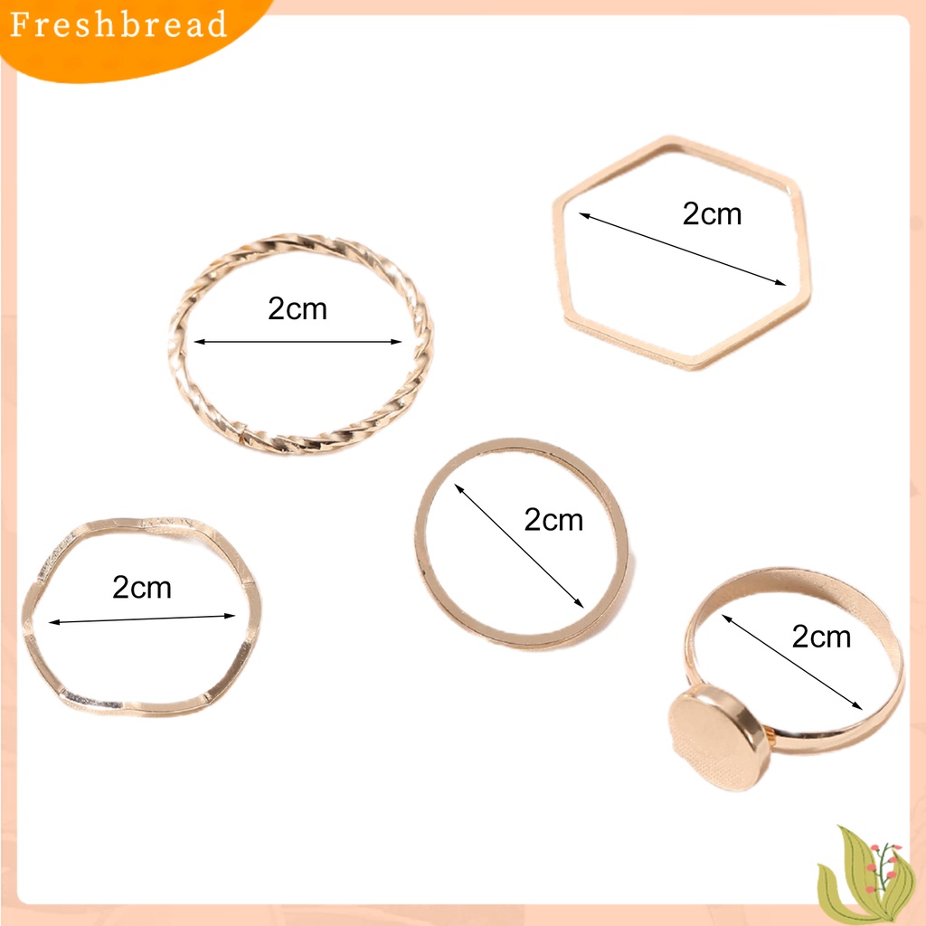 &lt; Freshbread &gt; 5Pcs/Set Cincin Shiny Pengerjaan Halus Alloy Golden Thin Women Finger Ring Untuk Hadiah