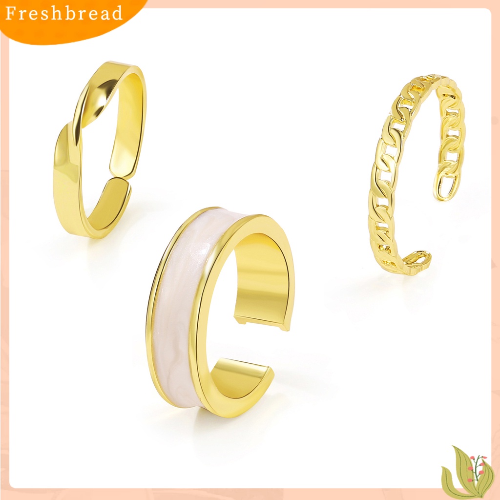 &lt; Freshbread &gt; 3Pcs/Set Cincin Jari Cincin Wanita Halus Terbuka Menawan Mengkilap Dapat Disesuaikan Untuk Pacaran