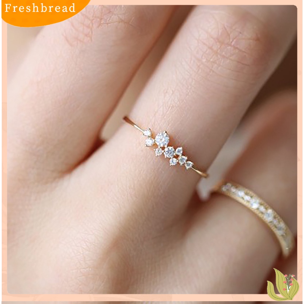 &lt; Freshbread &gt; Wanita Cincin Simple Berlapis Mengkilap9 Berlian Imitasi Knuckle Ring Untuk Pacaran