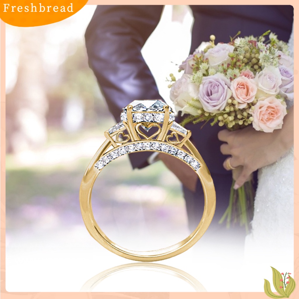 &lt; Freshbread &gt; 2Pcs Cincin Kreatif Hadiah Valentine Alloy Wanita Cubic Zircon Hias Ring Untuk Pernikahan