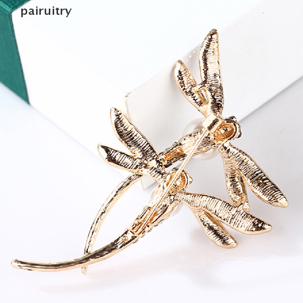 Prt Fashion Wanita Kristal Mutiara Hewan Capung enamel Bros pin custome Perhiasan PRT