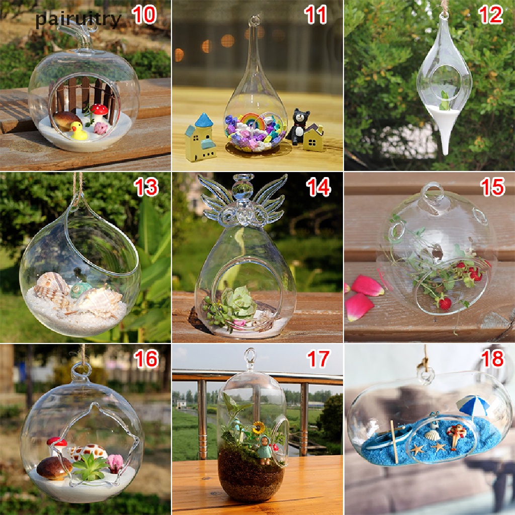 Prt Gantung Transparant Ball Glass Flower Planter Vas Terrarium Landscape Wadah PRT