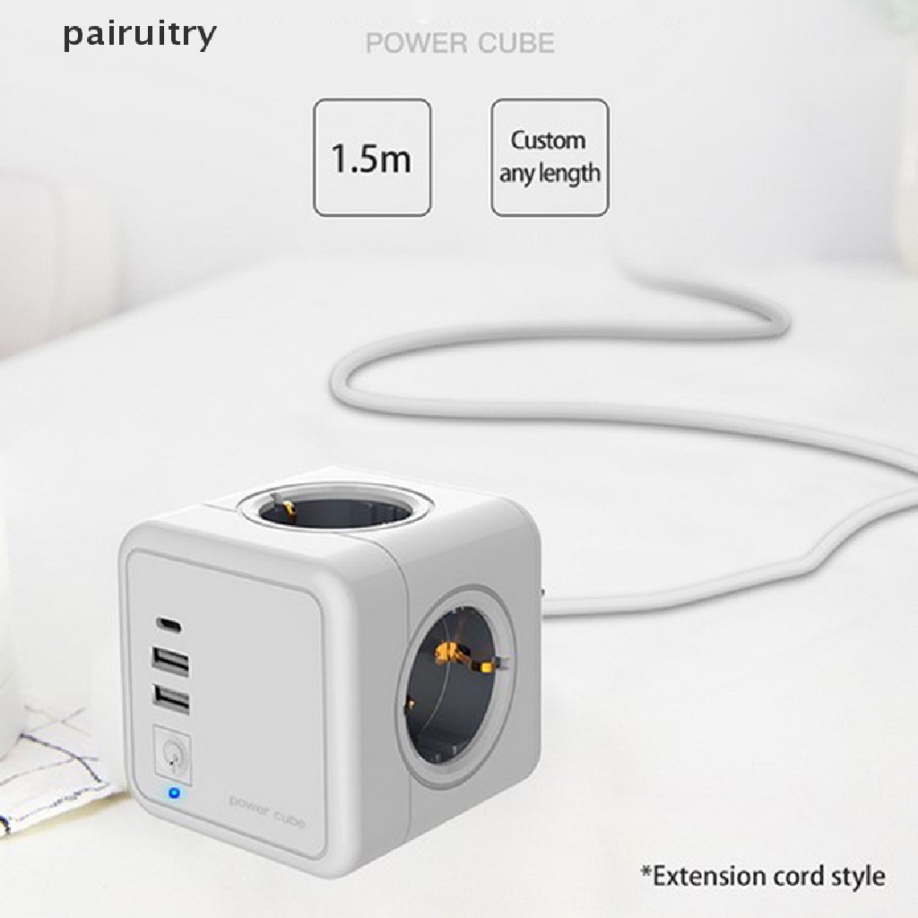 Prt Strips Plug Smart Dual USB Port Socket Extension EU 4outlet Power Cube Adaptor PRT