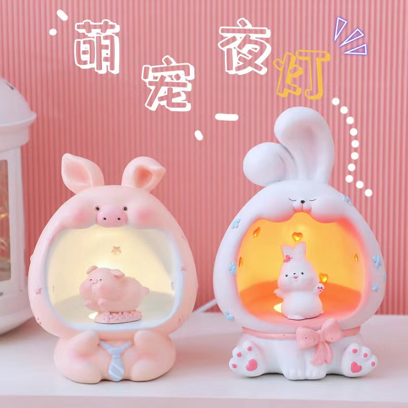 Lampu Rumah  USB Cartoon KARAKTER Bebek / Rabbit /Babi hias meja kamar anak lampu tidur souvenir ultah