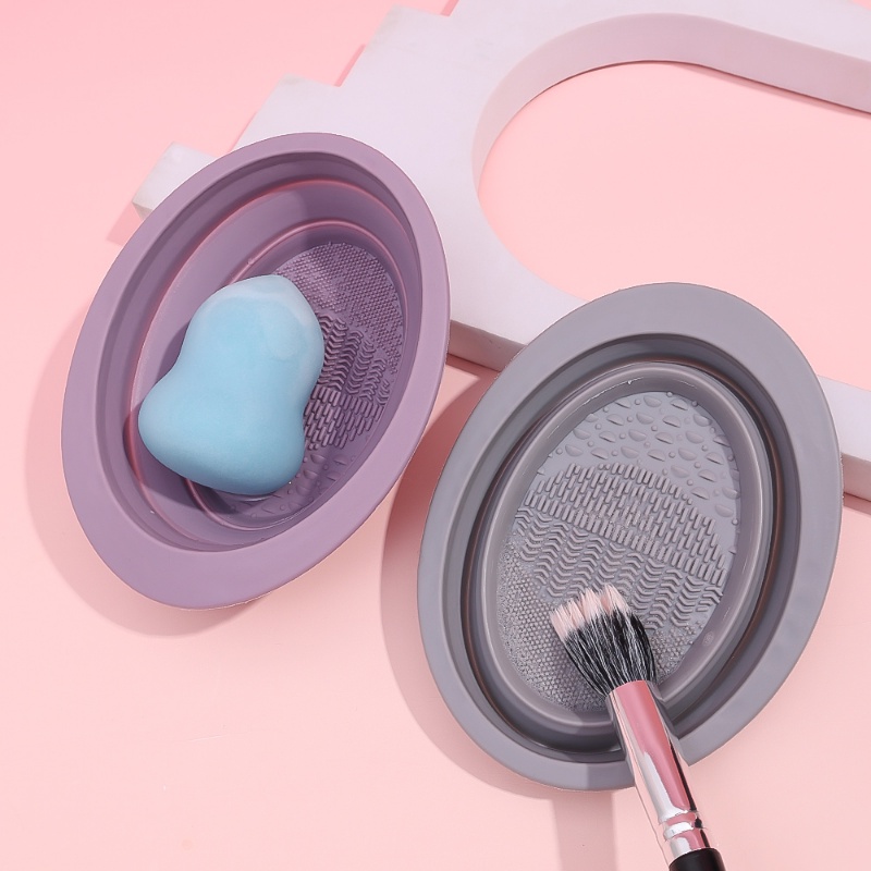 Sikat Cuci Lipat Silikon/Beauty Egg Makeup Brushes Pembersih Mangkok/Cleaning Pad Foundation Makeup Tools Scrubbe Board