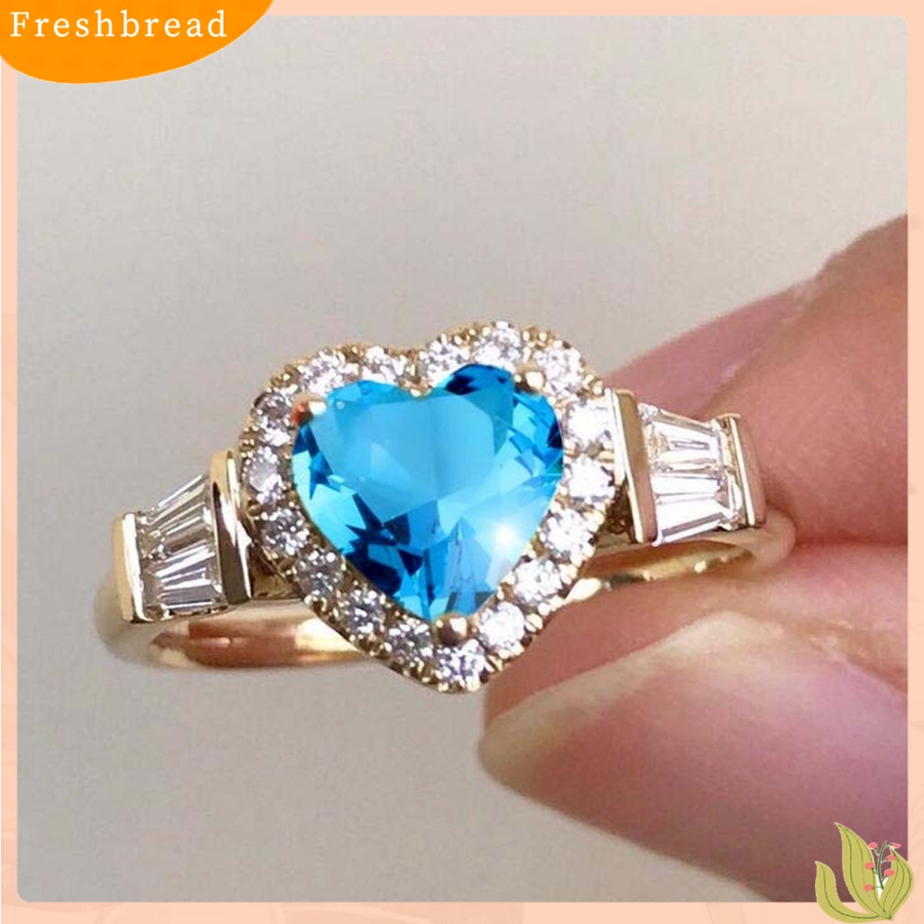 &lt; Freshbread &gt; Cincin Kawin Cantik Electroplating Retro Hadiah Cinta Emas Hati Berlian Imitasi Jari Cincin Perhiasan Fashion