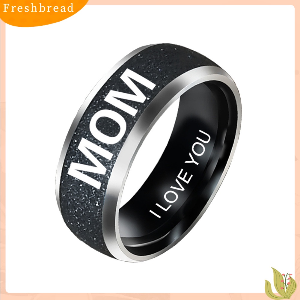 &lt; Freshbread &gt; Fashion Ibu Ayah Anak Perempuan Anak Huruf Band Stainless Steel Anggota Keluarga Cincin