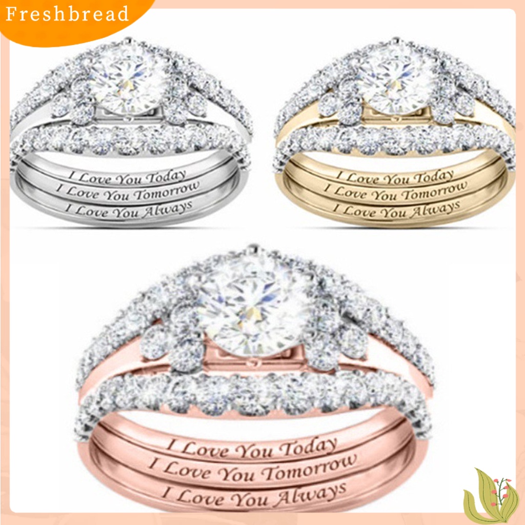 &lt; Freshbread &gt; 1set Cincin Wanita Electroplate Berkilau Alloy Halus Ladies Finger Ring Untuk Pesta